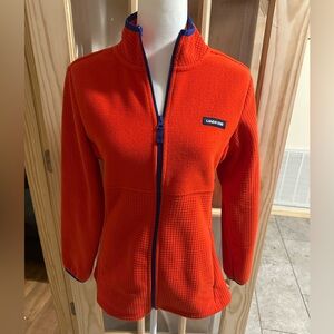 Lands' End Vibrant Orange Fleece with Blue Trim